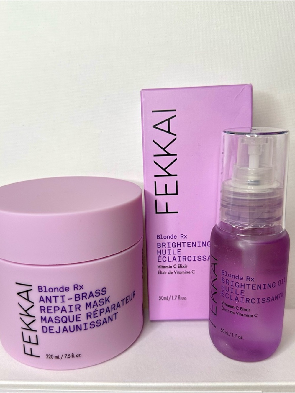 FEKKAI $70 MSRP Bundle Blonde Rx Anti-Brass Repair Mask & Brightening Oil